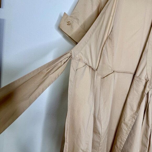 BOSTON PROPER | Khaki Poplin Wrap A-Line Dress - 4 - Picture 10 of 13